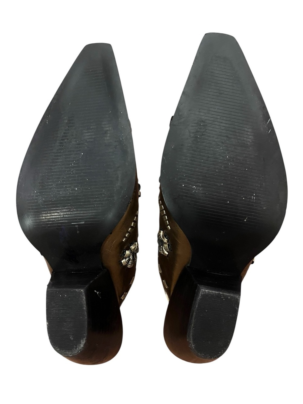 Vintage Luichiny Gold Bronze Embellished Cowboy Western Mules Slip Ons Size 7 - Picture 11 of 11
